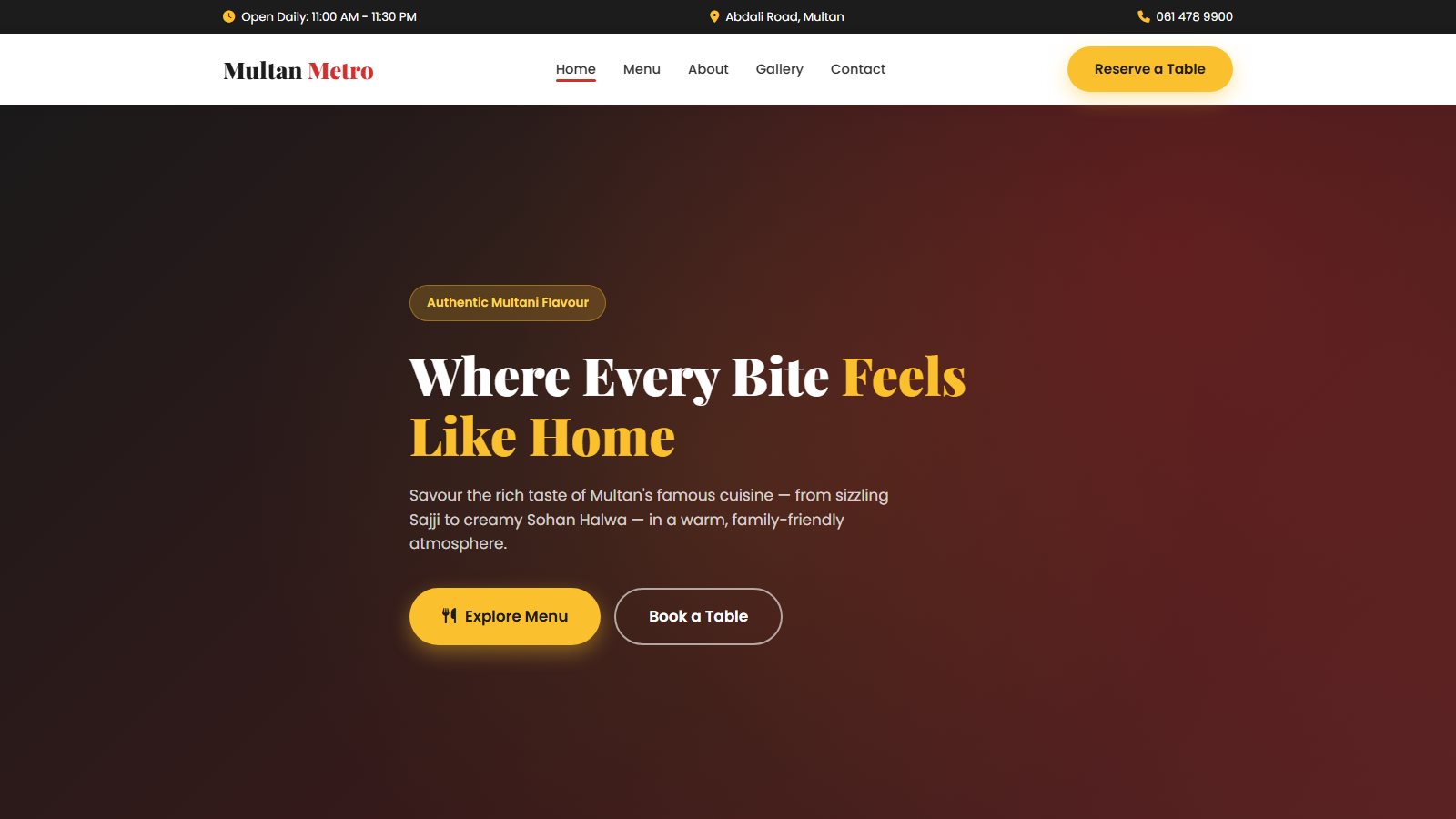Metro Restaurant & Grill website - online menu, gallery and WhatsApp ordering